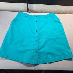 Karen Scott II Teal Turquoise Button Front Skort Plus Size 20W Elastic & Pockets